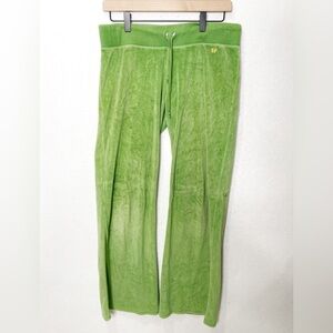 Y2K Aeropostale Vintage Green Low Rise Velour Wide Leg Sweatpants Size Medium